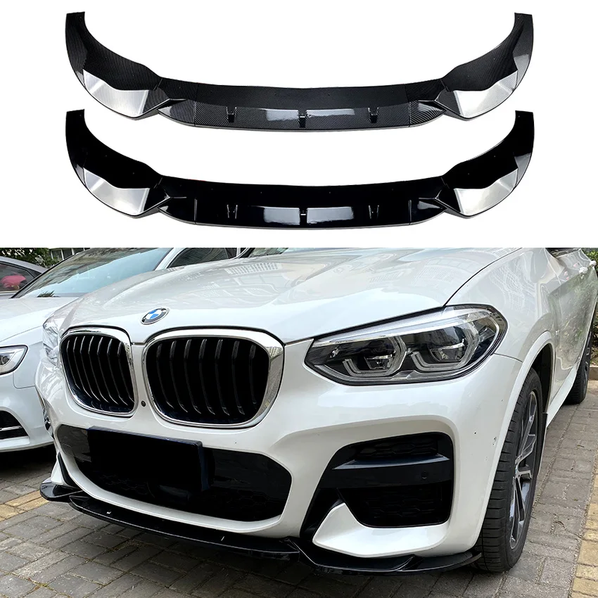 

For BMW X3 G01 X4 G02 M Sport 2018-2021 Front Bumper Spoiler Lip Splitter Carbon Fiber Look Car Lower Body Kit Split Blade Plate