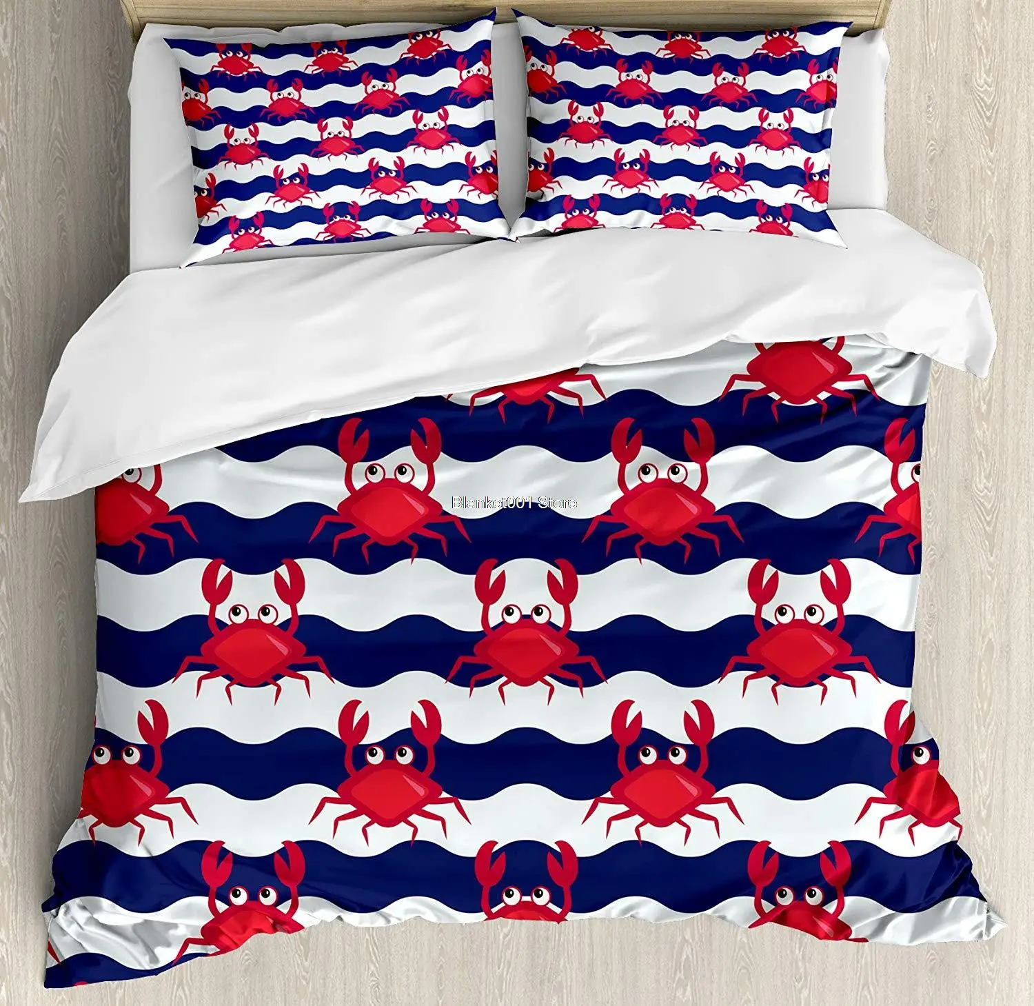 Crabs Duvet Cover Set Nautical Maritime Theme Crabs on Striped Background Illustration Print Decorative 3 Piece Bedding Set
Crabs Duvet Cover Set Nautical Maritime Theme Crabs on Striped Background Illustration Print Decorative 3 Piece Bedding Set