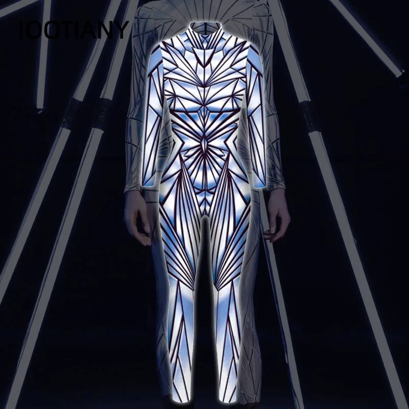 Fashion Punk Print Cosplay Costume Women Mechanical Jumpsuits Elastic Zentai Bodysuits Halloween Carnival Suits Romper Female
Fashion Punk Print Cosplay Costume Women Mechanical Jumpsuits Elastic Zentai Bodysuits Halloween Carnival Suits Romper Female