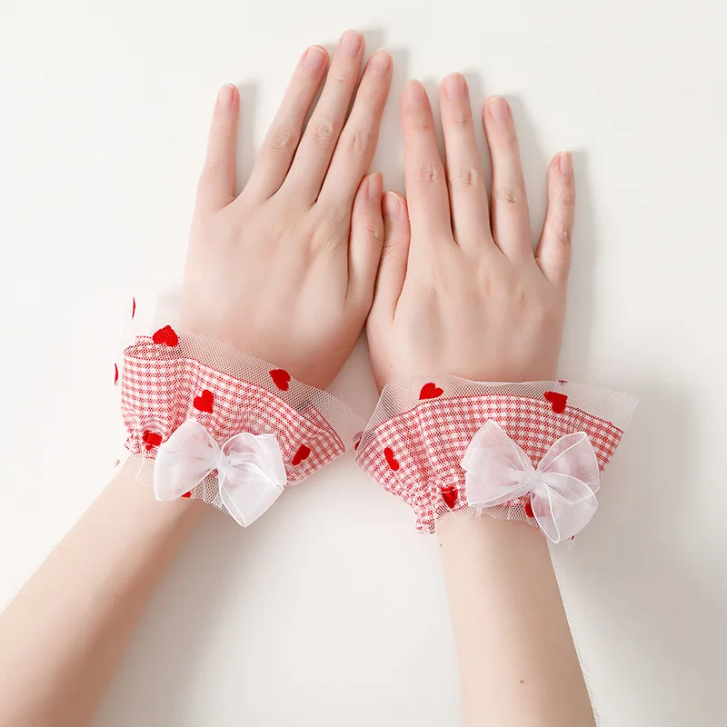 Japanese Sweet Lovely Goth Lolita Hand Sleeve Wrist Cuffs Sweet Ruffled Lace Bowknot Maid Cosplay Bracelet for Wedding Party
Japanese Sweet Lovely Goth Lolita Hand Sleeve Wrist Cuffs Sweet Ruffled Lace Bowknot Maid Cosplay Bracelet for Wedding Party
