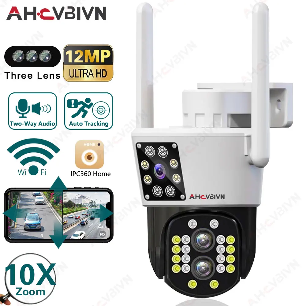 6K 12MP PTZ WiFi Camera Three-lens 10X Optical Zoom IP Camera 8MP 4K HD Ai Tracking CCTV Video Surveillance Camera IPC360 Home
6K 12MP PTZ WiFi Camera Three-lens 10X Optical Zoom IP Camera 8MP 4K HD Ai Tracking CCTV Video Surveillance Camera IPC360 Home