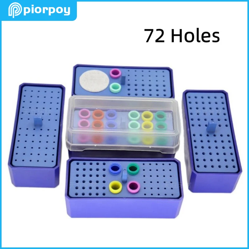 

Dental 72 Holes Disinfection Box Autoclavable High Speed Bur Holder Stand Scaler Tips Drills Organizer Case Dentistry Tools
