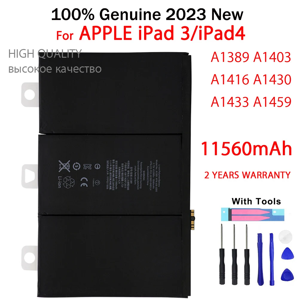 2023 Original 11560mAh A1389 New Battery For A1403 A1416 A1430 A1458 A1459 iPad 3 4 iPad3 iPad4 3RD Tablet Batteries With Tools
2023 Original 11560mAh A1389 New Battery For A1403 A1416 A1430 A1458 A1459 iPad 3 4 iPad3 iPad4 3RD Tablet Batteries With Tools