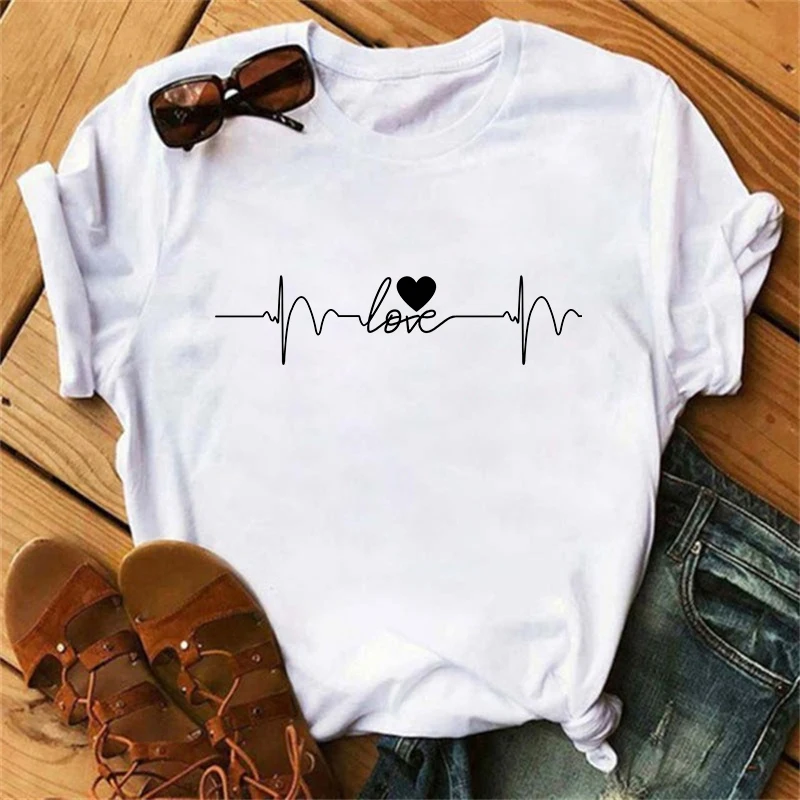 Fashion trend Love ECG Kawaii Women's T-shirt Summer short sleeve female Harajuku Mom Y2Y Love T-shirt women's top 
Fashion trend Love ECG Kawaii Women's T-shirt Summer short sleeve female Harajuku Mom Y2Y Love T-shirt women's top