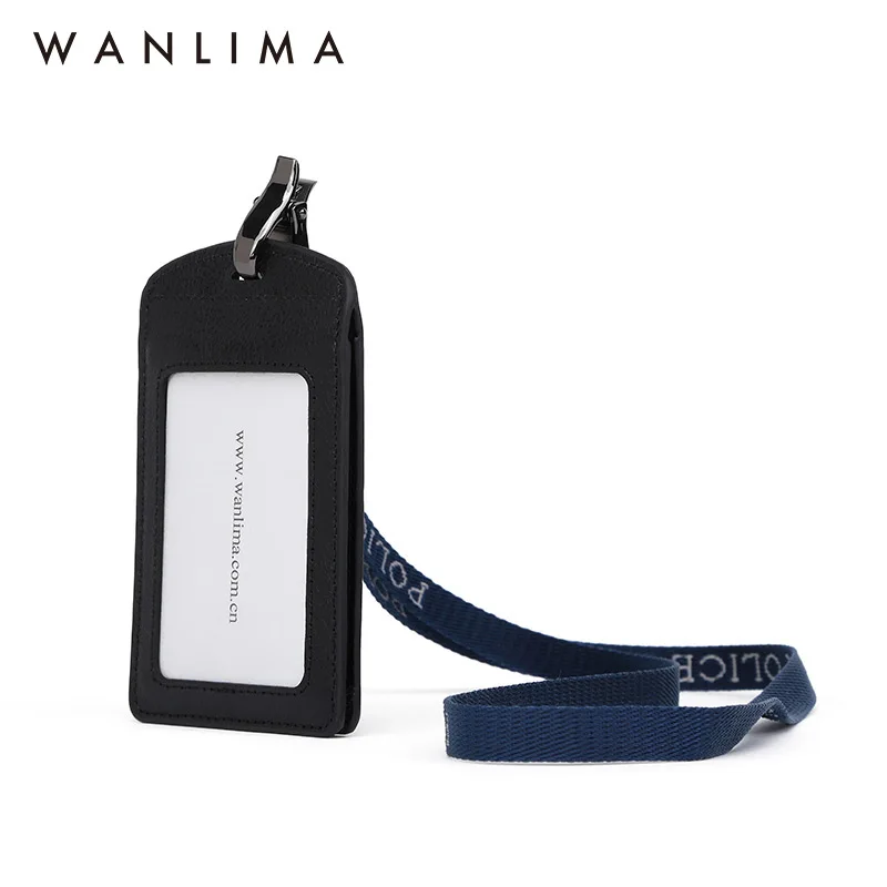 

Wanlima Leather POLICE Card Case with Lanyard for Office Work, ID, Bank Cards, Name Card