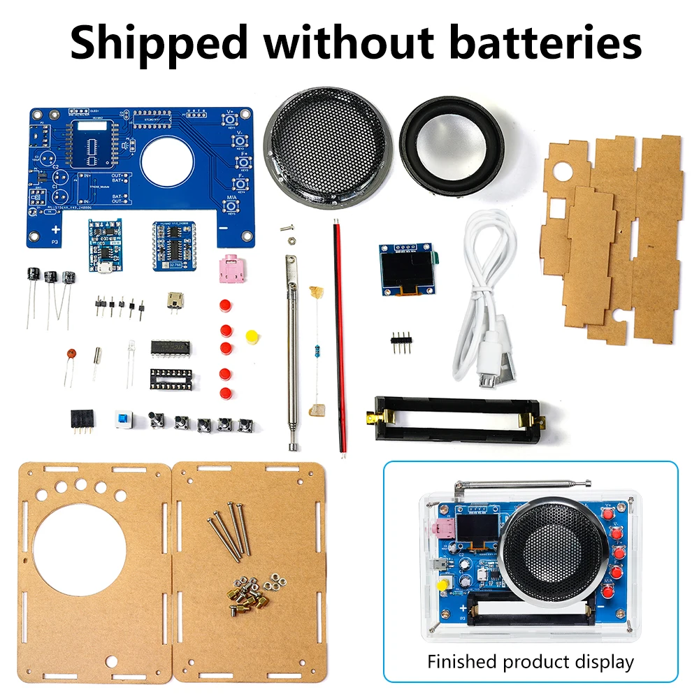 OLED Display Radio DIY Kit Rechargeable FM 87-108MHZ 18650 Lithium Battery Powered Circuit Board Soldering Electronic DIY Parts OLED Display Radio DIY Kit Rechargeable FM 87-108MHZ 18650 Lithium Battery Powered Circuit Board Soldering Electronic DIY Parts