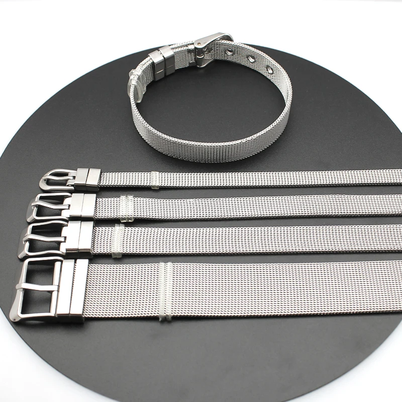 

1PC 6mm 8mm 10mm 18mm Stainless Steel Mesh Bracelet Wristband Bangles Fit For Slide letter Charms Men Women Gift