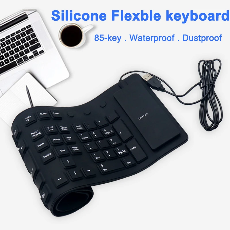 

Foldable Silicone Keyboard USB Wired 85 Keys Gaming Keyboards Portable Waterproof Keypad For Laptop Desktop PC Accessories