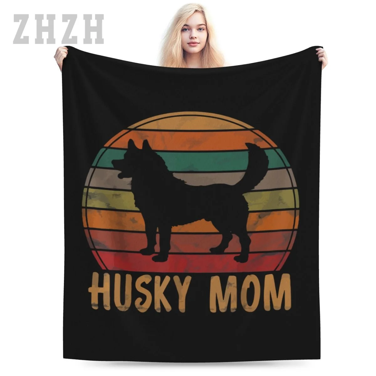 

Blanket Retro Siberian Husky Mom Gift Dog Mother Pet Siberian Huskies Mama Flannel Multifunction Camping Sofa Cover Keep Warm