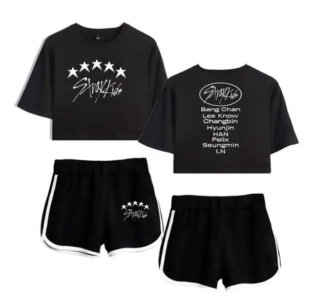 

KPOP Stray Kids 5 Star Ladies Tracksuit Two Piece Set Women Top and Shorts Casual Sportswear 2pcs Oufits Straykids K-POP Clothes