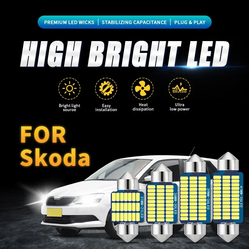 

Car LED Interior Reading Light 4000K 6000K C5W C10W For Skoda Octavia Fabia Kamiq Kapoq Kodiaq Rapid SCALA Superb A5 A7 RS Yeti