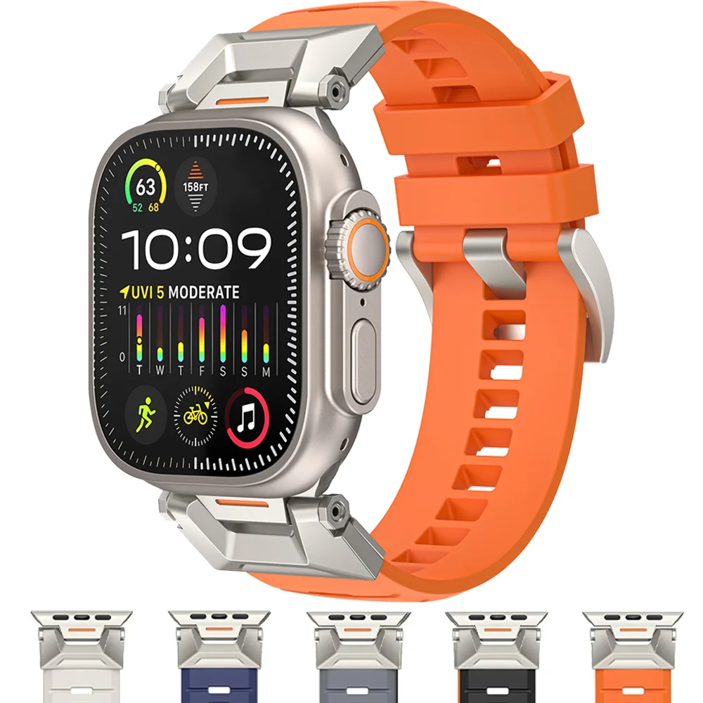 

Luxury Fluororubber Strap for Apple Watch Ultra 2 49mm 45mm Sport Watch Band for IWatch Series 9 8 7 6 SE 5 4 3 44 42mm Bracelet