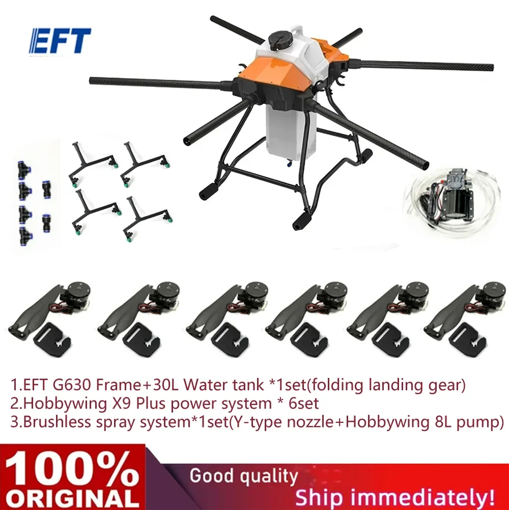 EFT G630 6-осевой 30 л 30 кг сельскохозяйственный распылитель складное шасси с Hobbywing X9 комплект электропитания
EFT G630 6-осевой 30 л 30 кг сельскохозяйственный распылитель складное шасси с Hobbywing X9 комплект электропитания
