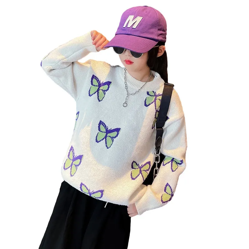 New Spring Autumn Girls Sweater Knitwear Kids Soft Tops Children's Clothes Toddler Sweet Butterfly Pattern Outerwear 5 To 14 Yrs
New Spring Autumn Girls Sweater Knitwear Kids Soft Tops Children's Clothes Toddler Sweet Butterfly Pattern Outerwear 5 To 14 Yrs
