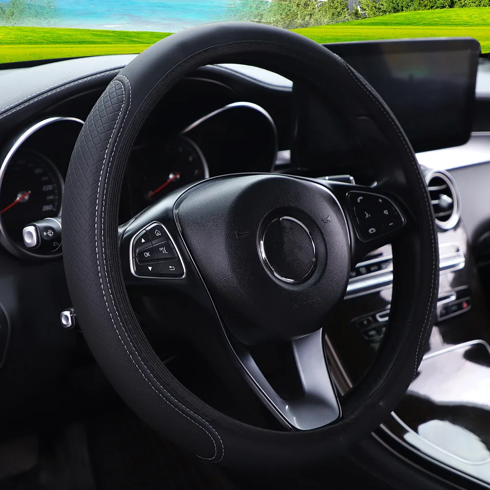 

Car Interior Steering Wheel Cover Breathable Cheap Universal 1PCS/set 37-38cm Anti Slip Easy To Store Four Seasons