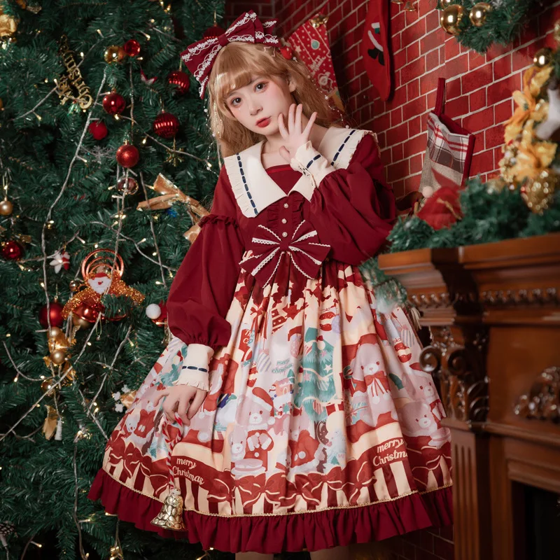 Lolita Women One Piece Dresses Girls Autumn Kawaii Miads Princess Red Dress Sweet Japanese Cute Christmas Cosplay Costume Dress
Lolita Women One Piece Dresses Girls Autumn Kawaii Miads Princess Red Dress Sweet Japanese Cute Christmas Cosplay Costume Dress