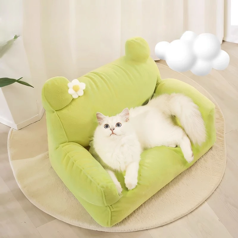 

Pet Cat Bed Large Size Cat Sofa Removable Washable Dog House Fluffy Soft Pet Dog Nest Cat Furniture All Seasons Kitten Sofa Beds