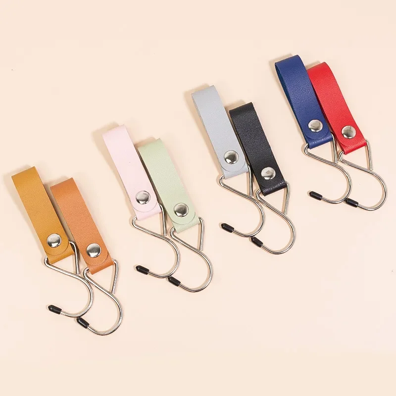 

Custom Outdoor Camp S Hook Tripod Leather Keychain Laser Engrave LOGO Key Chain Rings Tent Clothes Dry Rope Personalize Keyring
