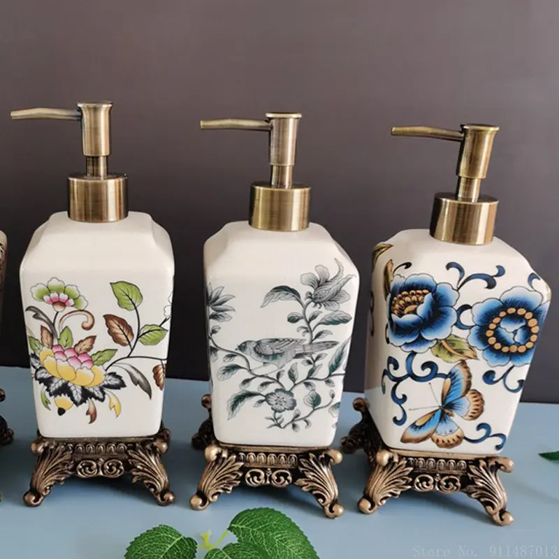 

1pc European Ceramic hand sanitizer bottle creative American style shower gel detergent liquid bottling kitchen soap dispenser