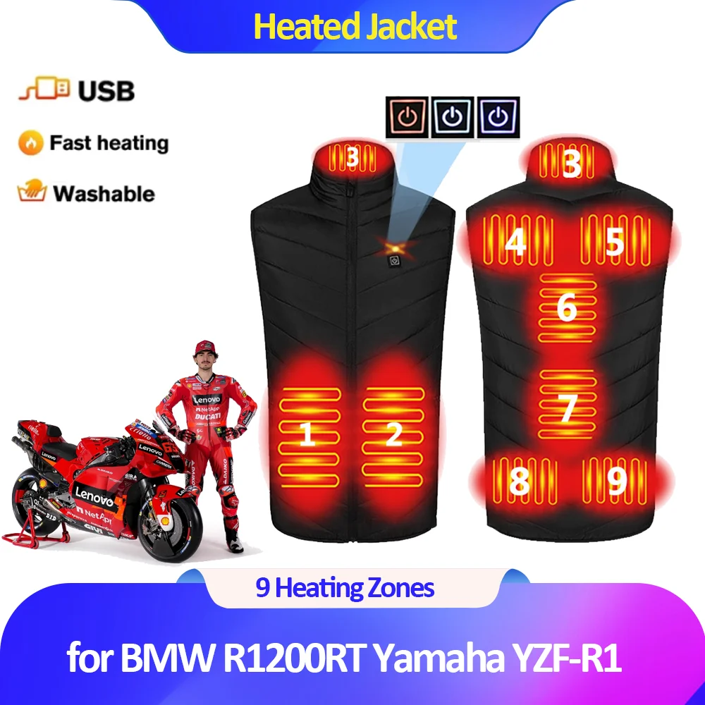 

9 Heated Vest Zone Electric Heated Jacket for Honda Hornet CD110 Dream DX Unicorn Sportswear Vest Coat Graphene USB Heating Auto