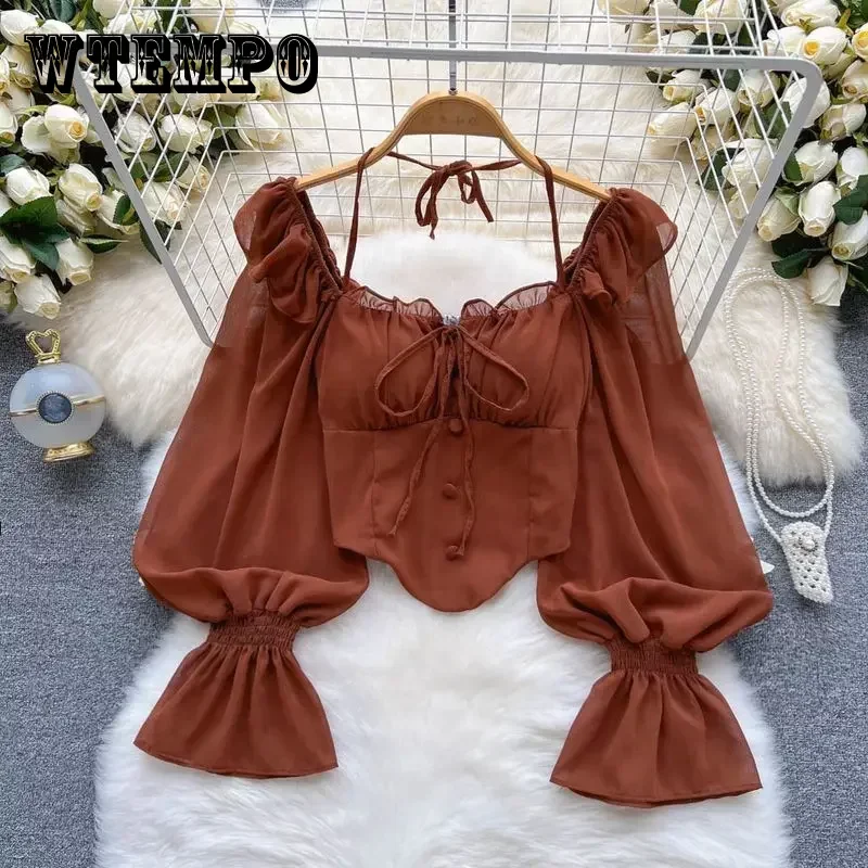 WTEMPO Women Long Ruffle Sleeve Lightweight Chiffion Blouse for Women Spring Summer Crop Shirts Vintage Tops Solid Color Tshirts
WTEMPO Women Long Ruffle Sleeve Lightweight Chiffion Blouse for Women Spring Summer Crop Shirts Vintage Tops Solid Color Tshirts