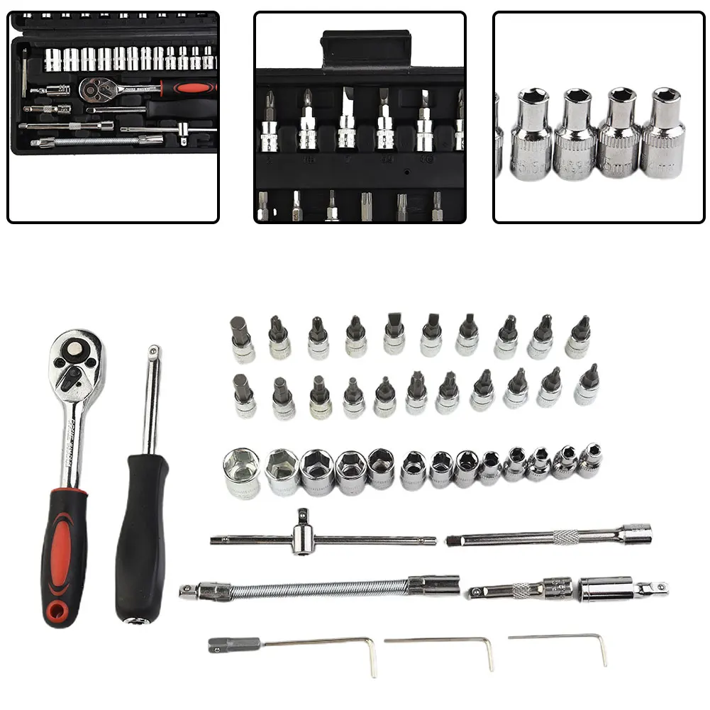 46Pcs/Set Spanner Socket Screwdriver 1/4" Car Repair Tool Ratchet Wrench Box Kit For Automotive Industry Home Repair Manufacture
46Pcs/Set Spanner Socket Screwdriver 1/4" Car Repair Tool Ratchet Wrench Box Kit For Automotive Industry Home Repair Manufacture
