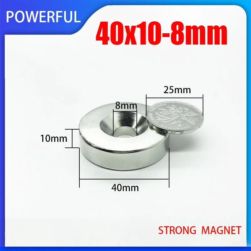 1/2/3/5PCS 40x10-8mm Neodymium Magnet with Hole 40mm x 10mm Hole 8mm Round Super Powerful Strong Permanent Magnetic imanes
1/2/3/5PCS 40x10-8mm Neodymium Magnet with Hole 40mm x 10mm Hole 8mm Round Super Powerful Strong Permanent Magnetic imanes