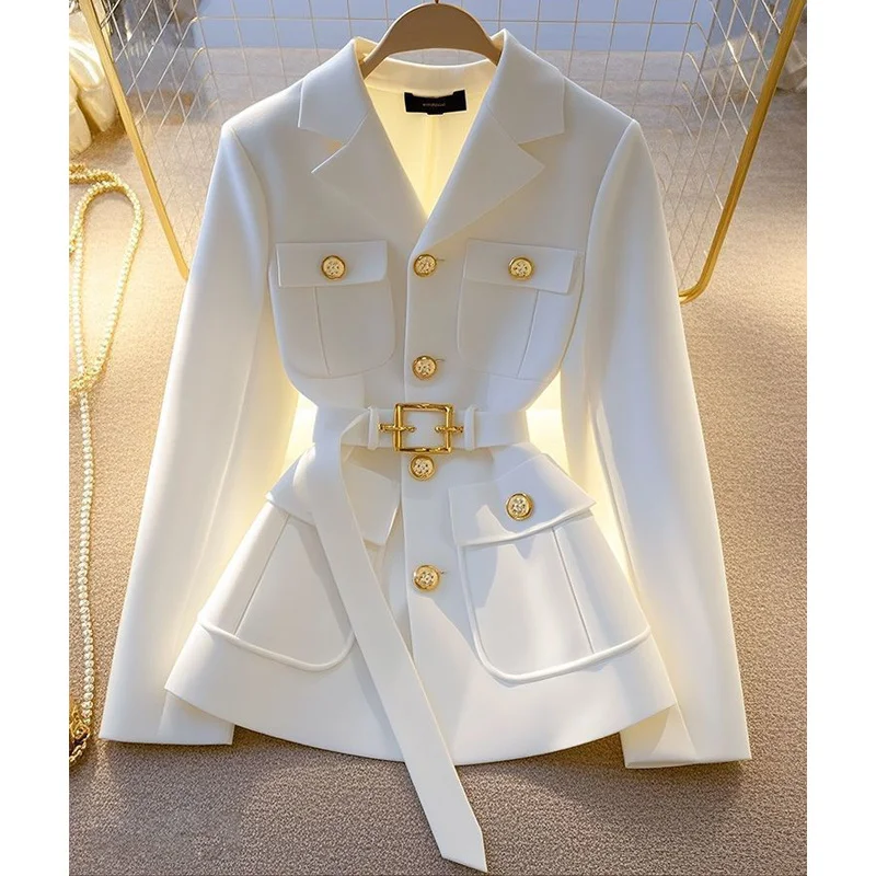Women Blazer Coat New 2025 Autumn Long Sleeve Casual Single Breasted Elegant Office Waist Ladies Suit Jacket Lady Outerwear Tops Women Blazer Coat New 2025 Autumn Long Sleeve Casual Single Breasted Elegant Office Waist Ladies Suit Jacket Lady Outerwear Tops