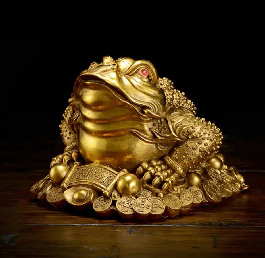 

Copper Statue Kaiguang pure copper Golden Toad ornament large three legged golden cicada three legged toad Fengshui living room