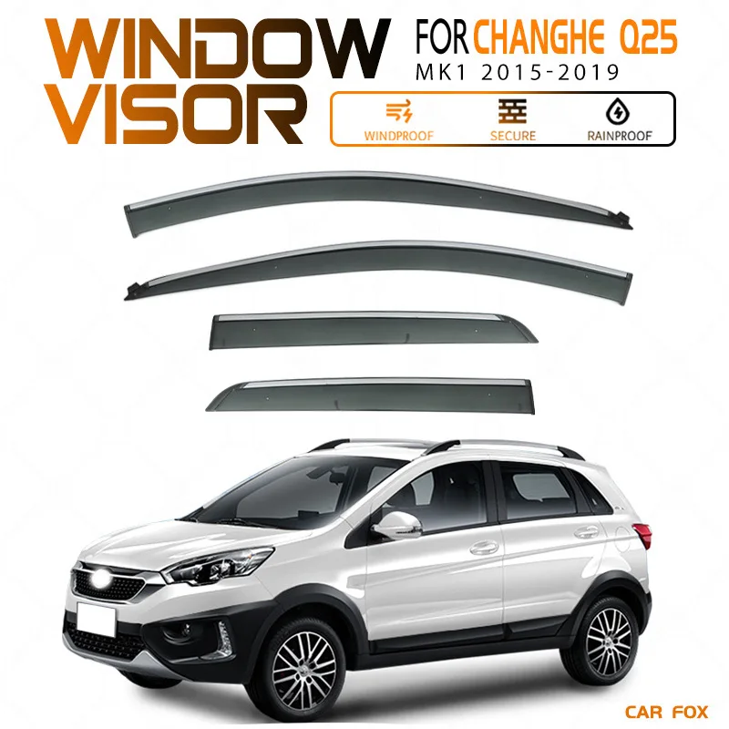 

For Changhe Q25 Car Accessories Window Visor Vent Shade Rain Sun Wind Guard Deflectors Chrome Trims Shelters