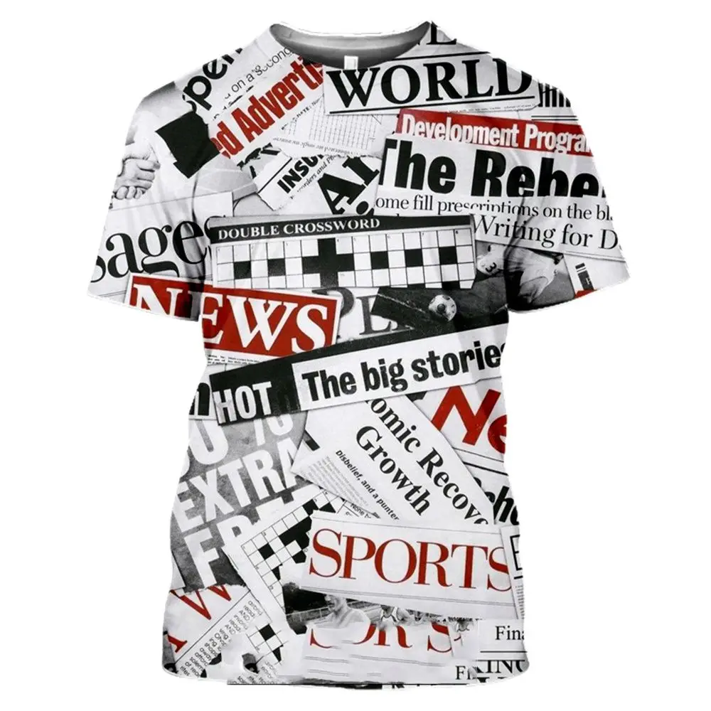 Summer Men's Vintage Newspaper 3D Print Round Neck Sports Loose Casual Large Running Training Quick Dry Breathable Trendy Top
Summer Men's Vintage Newspaper 3D Print Round Neck Sports Loose Casual Large Running Training Quick Dry Breathable Trendy Top