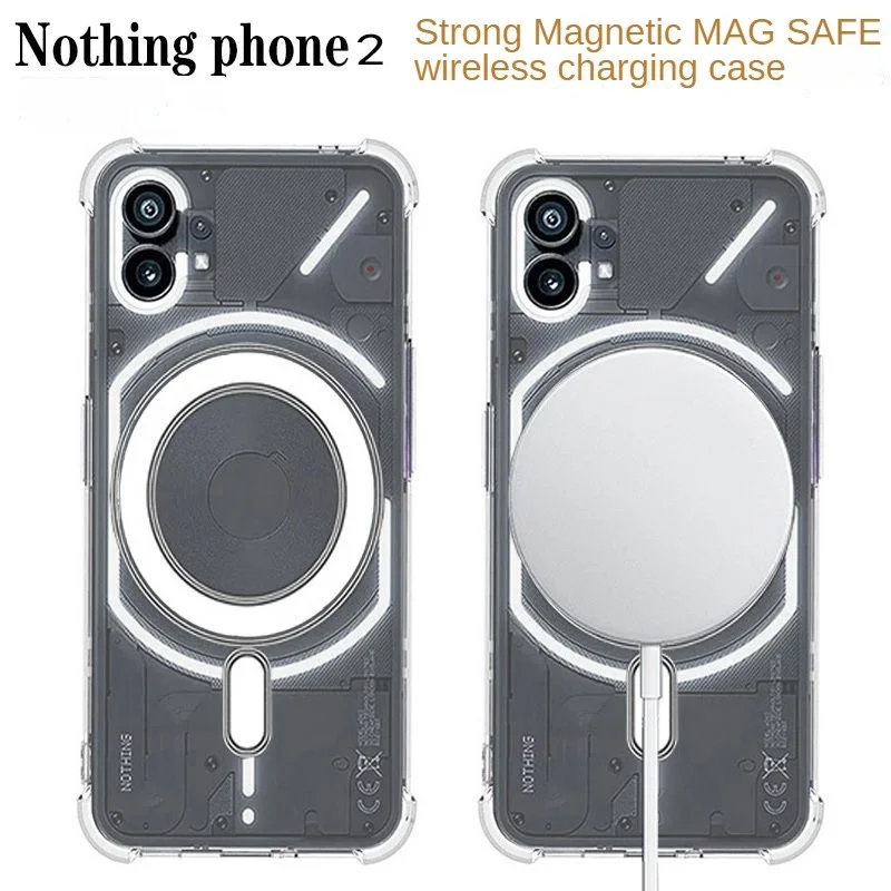

For Magsafe Wireless Charging Magnetic Case For Nothing Phone 2 A065 6.7" phone 1 A063 One Two Transparent Soft Cover Case