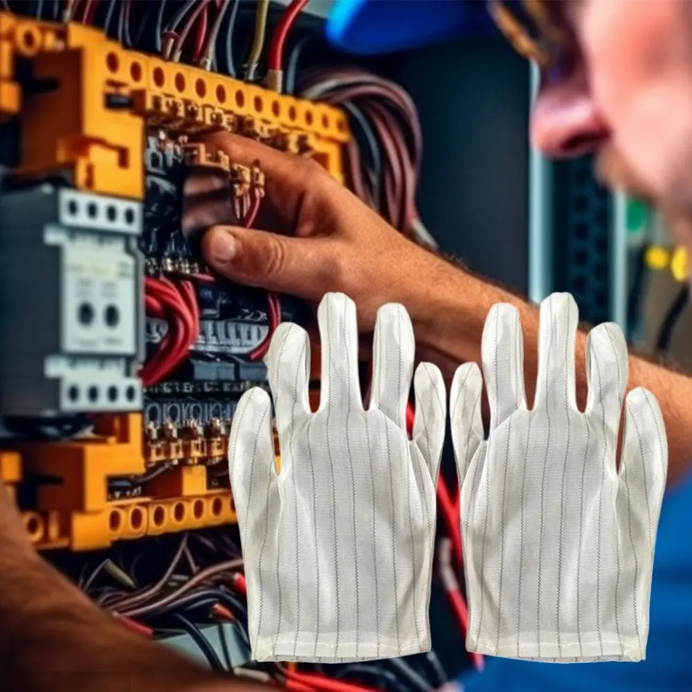 White Anti-static Gloves Durable Nylon Double Sided Stripes Safety Work Gloves Non-slip Thin Working Gloves Electronics Factory
White Anti-static Gloves Durable Nylon Double Sided Stripes Safety Work Gloves Non-slip Thin Working Gloves Electronics Factory