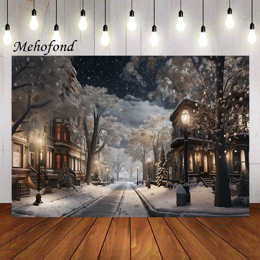 

Фотофон Mehofond Рождество Зима ночь снег уличная лампа Дети семейная фотография Фотостудия