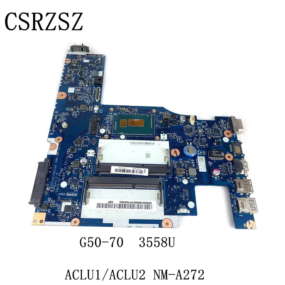 For Lenovo G50-70 Laptop motherboard with 3558u CPU ACLU1/ACLU2 NM-A272 mainboard 100% test work 
For Lenovo G50-70 Laptop motherboard with 3558u CPU ACLU1/ACLU2 NM-A272 mainboard 100% test work