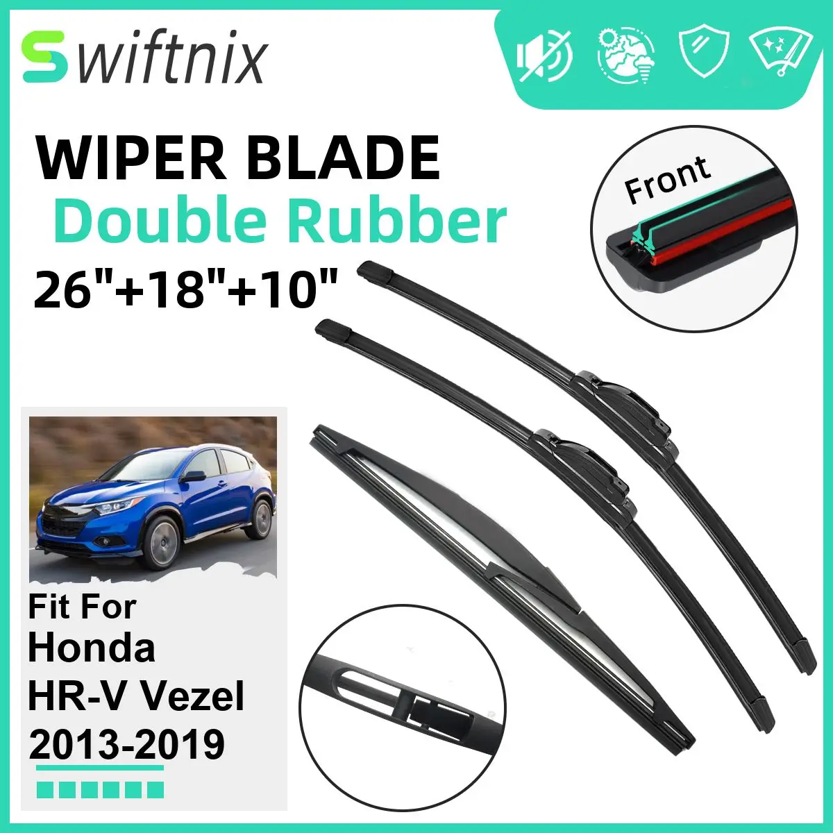 Двойные резиновые автомобильные дворники для Honda HR-V Vezel 2013-2019, стеклоочистители, резиновые автомобильные аксессуары 2015 2016 2017 2018
Двойные резиновые автомобильные дворники для Honda HR-V Vezel 2013-2019, стеклоочистители, резиновые автомобильные аксессуары 2015 2016 2017 2018