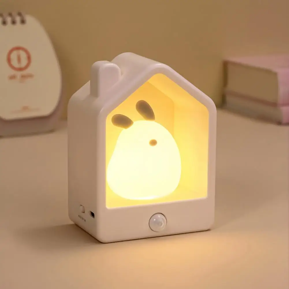 

Cute Night Light Intelligent Motion Sensor Night Light for Hallway Staircase Closet Silicone Rabbit Doll Design Wide-angle