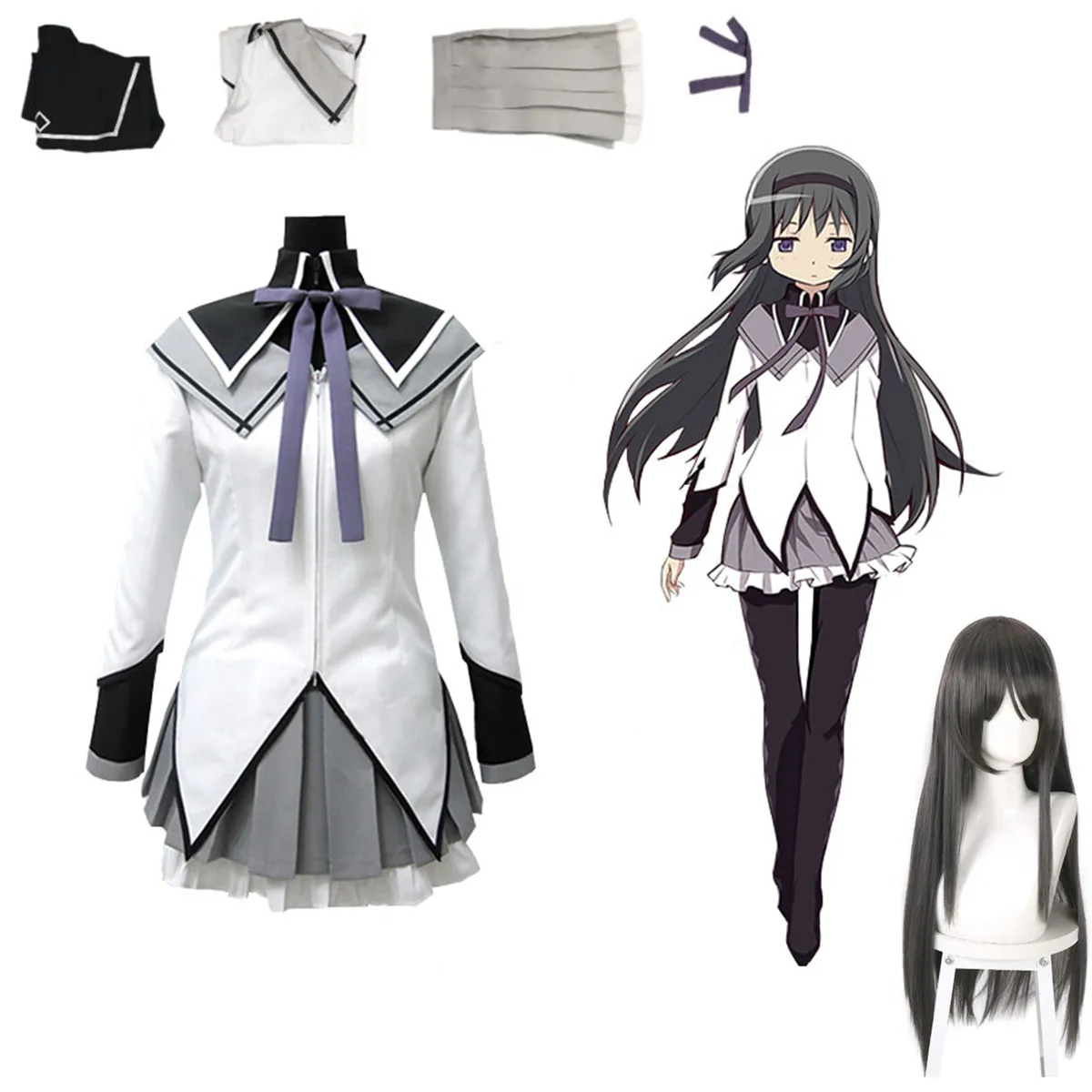 Anime Puella Magi Madoka Magica Akemi Homura Cosplay Costume Adult Female Woman Top Skirt Underwear Bow Tie Sock Halloween Suit
Anime Puella Magi Madoka Magica Akemi Homura Cosplay Costume Adult Female Woman Top Skirt Underwear Bow Tie Sock Halloween Suit