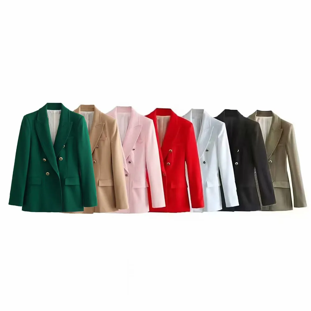 ZATRHMBM Women 2023 Chic Fashion Double Breasted Blazer Vintage Long Sleeve Patch Pocket Slim Fit Ladies Outerwear Stylish Tops
ZATRHMBM Women 2023 Chic Fashion Double Breasted Blazer Vintage Long Sleeve Patch Pocket Slim Fit Ladies Outerwear Stylish Tops