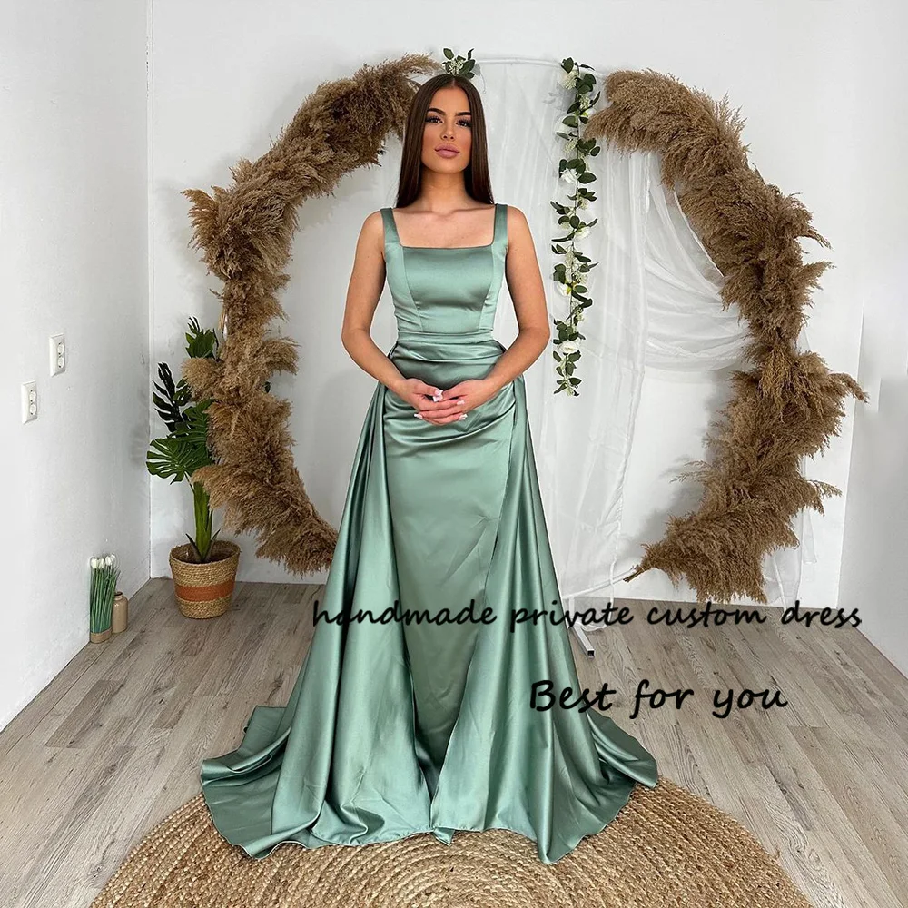 Green Mermaid Evening Dresses Sleeveless Square Neck Pleats Satin Long Prom Party Dress Dubai Arabic Formal Gowns
Green Mermaid Evening Dresses Sleeveless Square Neck Pleats Satin Long Prom Party Dress Dubai Arabic Formal Gowns