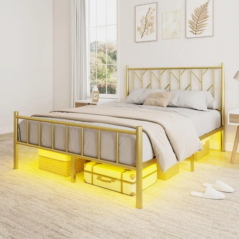 AMERLIFE Metal Bed Frame with Adjustable Headboard, LED Lights Bed Frame with Vintage Footboard, Heavy Duty Slats
AMERLIFE Metal Bed Frame with Adjustable Headboard, LED Lights Bed Frame with Vintage Footboard, Heavy Duty Slats