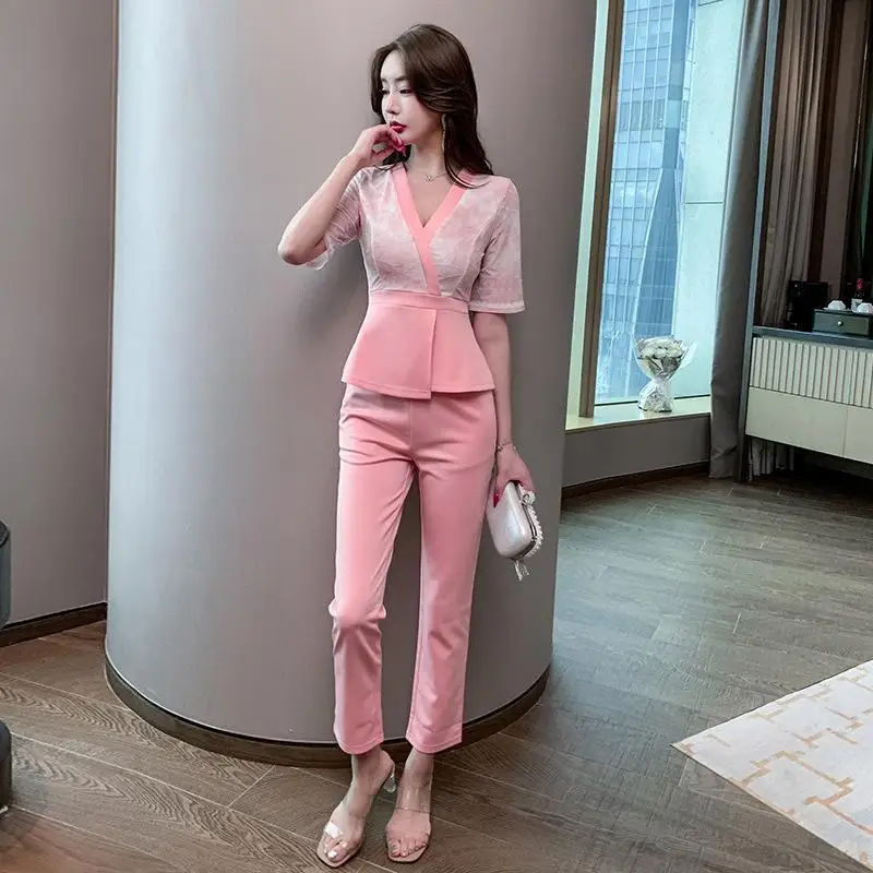 

Female New Summer Beauty Salon Attendant Working Clothes Foot Bath Technician Spa Sauna Massage Uniform Skirt Pants Set