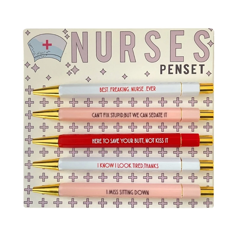 

5 шт., набор забавных ручек для медсестер, забавные ручки для медсестер, шариковая ручка для признательности медсестер