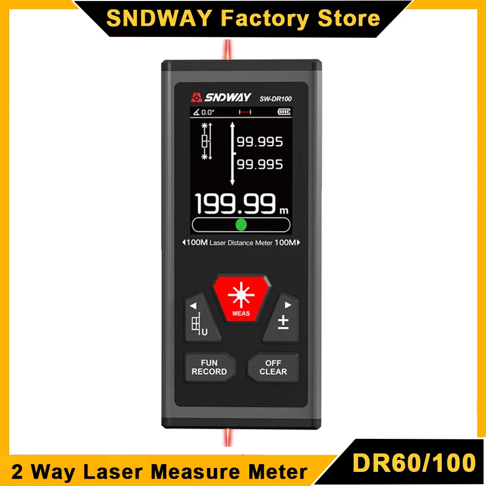 

SNDWAY SW DR60 DR100 Bilateral Laser Rangefinder Two-way Laser Distance Meter Red Laser Measure Digital Range Finder