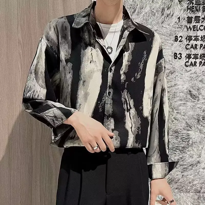 EBAIHUI Fashion Ink Printed Men's Shirt Retro Long Sleeved Male Blouse Spring and Autumn Casual Loose and Versatile Cardigan Top
EBAIHUI Fashion Ink Printed Men's Shirt Retro Long Sleeved Male Blouse Spring and Autumn Casual Loose and Versatile Cardigan Top