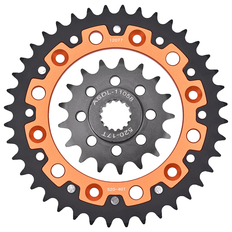 520 40T 17T Motorcycle Steel Aluminum Composite Front Rear Sprocket Kits For KTM 620 SC 625 SMC 660 SMC 690 SM
520 40T 17T Motorcycle Steel Aluminum Composite Front Rear Sprocket Kits For KTM 620 SC 625 SMC 660 SMC 690 SM