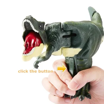 물고 있는 티라노사우르스 렉스, 어린이 감압 공룡 장난감, 핸드 컨트롤 용수철 스윙 손가락 끝 장난감, 어린이 생일 선물, 18cm