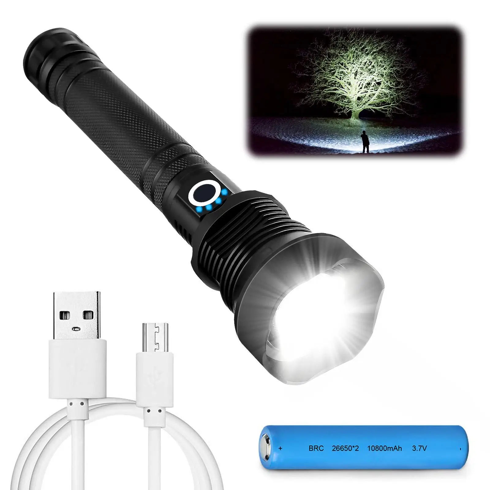 Super Bright Rechargeable LED Torch 9000 Lumens XHP70.2 Tactical Torch Portable Torch USB Rechargeable Outdoor Flash Light
Super Bright Rechargeable LED Torch 9000 Lumens XHP70.2 Tactical Torch Portable Torch USB Rechargeable Outdoor Flash Light