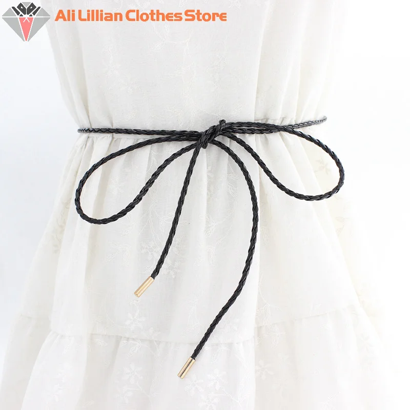 

New Female Waist Chain Thin Weave Belt Simple Decoration Tie With Dress Long Waist Rope Knotted Vintage Dresses String Waistband