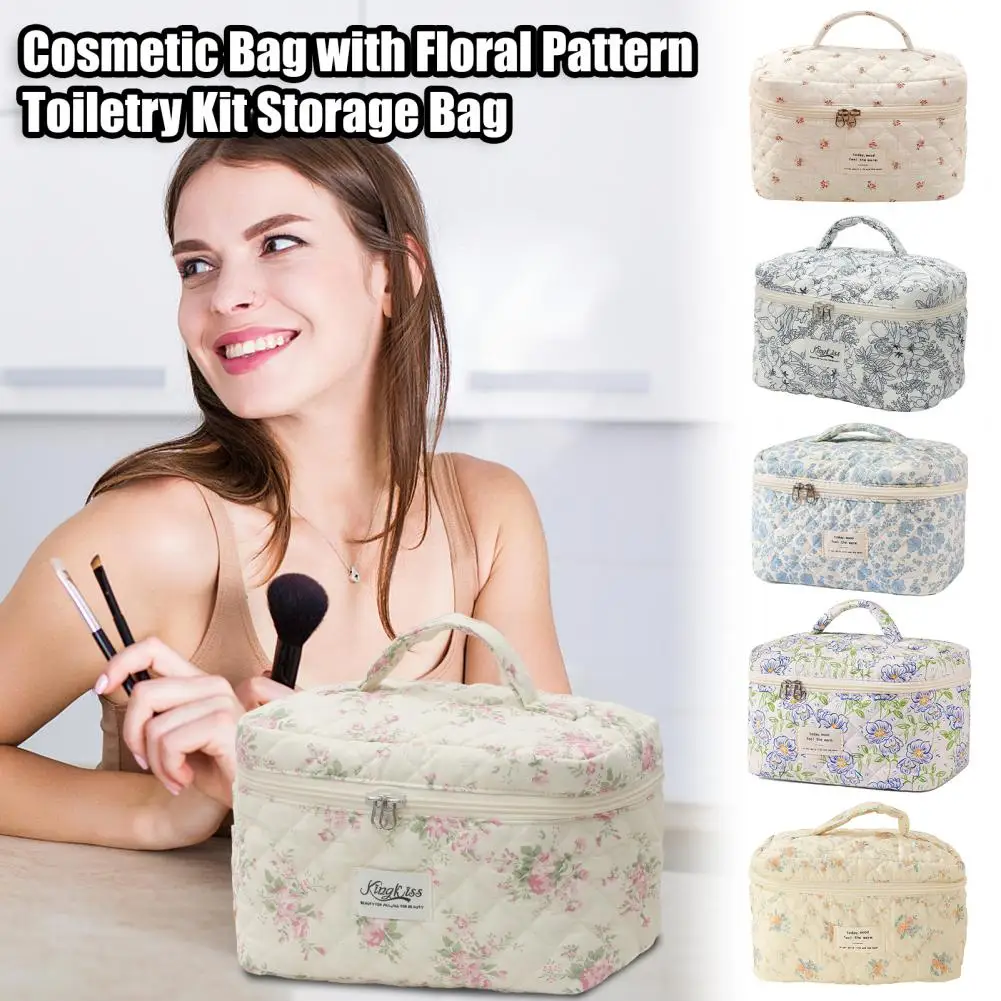 Cosmetic Bag with Floral Pattern Floral Print Cosmetic Bag Set with Zipper Closure Portable Travel Toiletry Bags Makeup Brush
Cosmetic Bag with Floral Pattern Floral Print Cosmetic Bag Set with Zipper Closure Portable Travel Toiletry Bags Makeup Brush